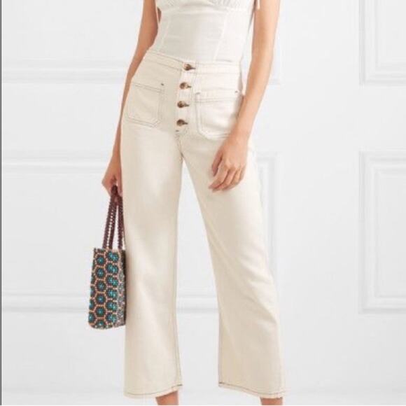 Reformation Jeans Womens 27 Eloise Exposed Button Fly Jean in Ivory - Picture 1 of 13